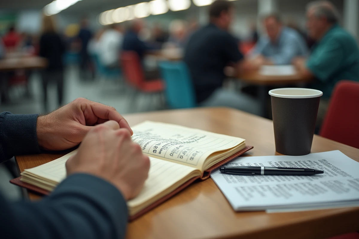Gros plan sur des notes manuscrites de prix lors d'une vente aux enchères de véhicules d'occasion